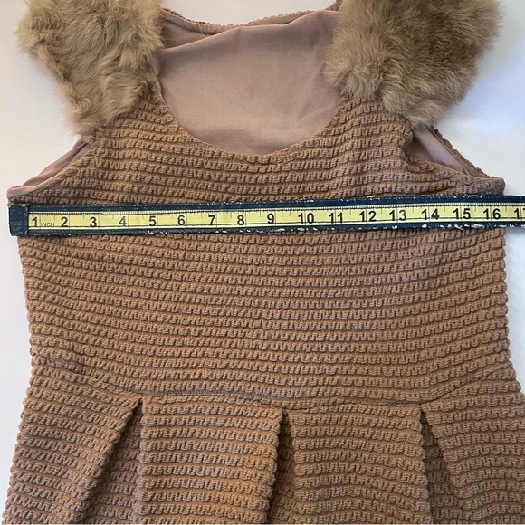 Authentic Rabbit Fur A-Line Mini Scoop Neckline Stretch Dress Brown Small - Picture 12 of 13
